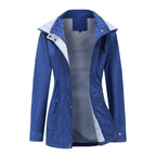 Blue Women's Waterproof Rain Jacket - Front Open