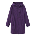 Dark Violet Women's Hooded Waterproof Rain Jacket - Flat Lay Purple