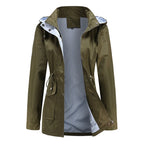 Green Women's Waterproof Rain Jacket - Front Open