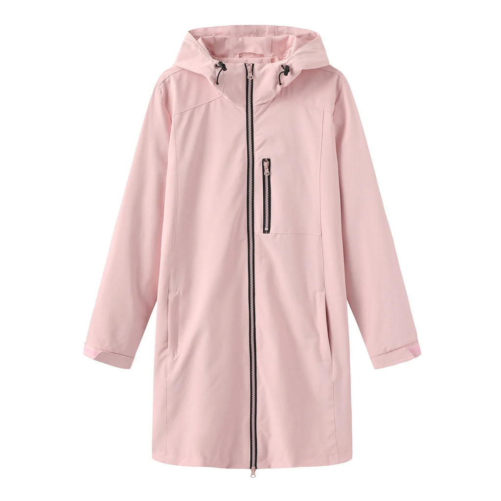 Women's Hooded Waterproof Rain Jacket - Flat Lay