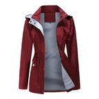 Red Women's Waterproof Rain Jacket - Front Open