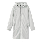 White Grey Women's Hooded Waterproof Rain Jacket - Flat Lay White Gray