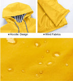 Yellow Women's Hooded Waterproof Rain Jacket — Ingrid Everyday Zip-Up Pocketed - Detail Collage