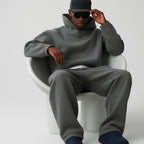 Dark Grey Men's Hoodie Jogger Set with Drawstring Waist & Relaxed Fit
