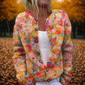 Women's Floral Maple Leaf Cardigan — Cora Lightweight Button-Front Knit