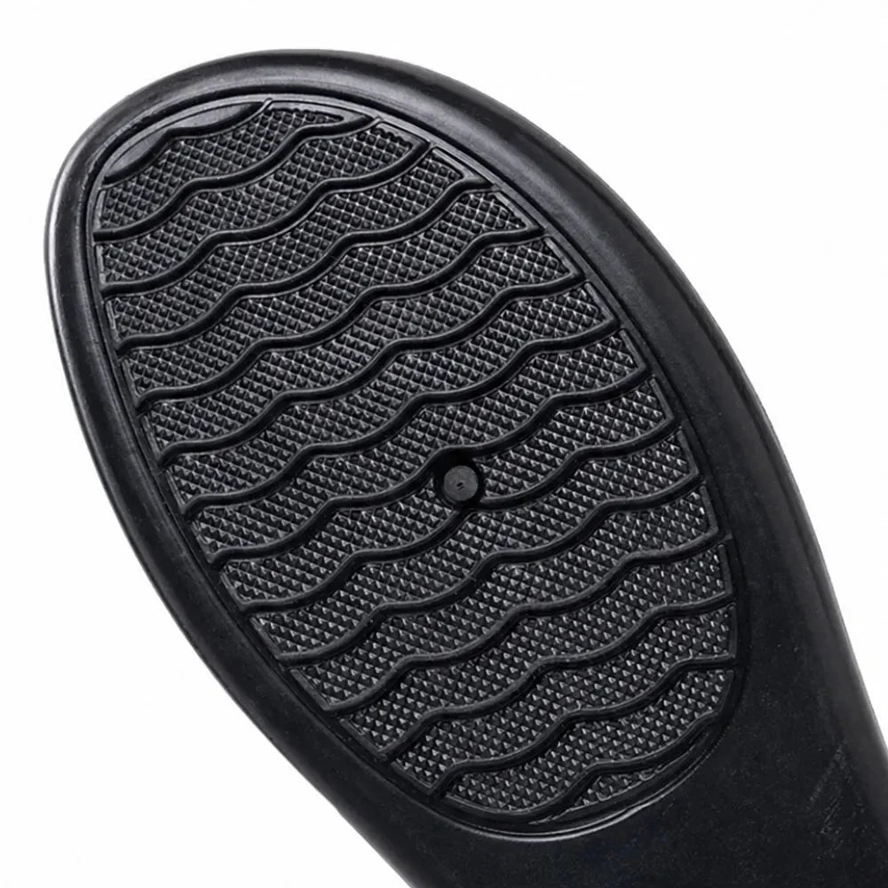 Black Women's Knit Mary Flats — Jillian Everyday Elastic-Strap Slip-On - Sole Close Up
