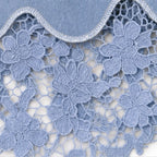Women's Floral Lace Denim Maxi Skirt - Close Up Lace