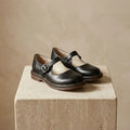Women's Leather Mary Janes — Miranda Buckle Strap Round Toe Flats