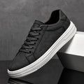 Men's Leather Walking Sneakers — Harvey Textured Lace-Up Low-Top