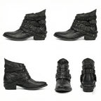 Women's Vintage Chain Boots with Studded Buckle Straps for a Relaxed Fit — Mae