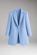 Women's Long Blazer — Yvette Wool Notched Collar Patch Pocket