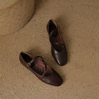 Women's Crisscross Leather Flats - Flat Lay Close