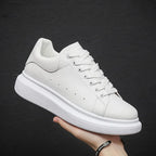 White Men's White Casual Sneakers with Cushioned Comfort & Lightweight Feel — August - Hand Hold Studio