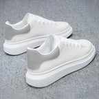 White Men's White Casual Sneakers with Cushioned Comfort & Lightweight Feel — August - Pair Back View