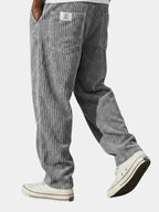 Men's Corduroy Pants with Elastic Waistband & Straight Fit - Back Detail