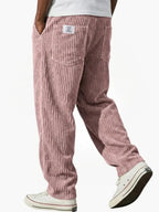 Men's Corduroy Pants with Elastic Waistband & Straight Fit - Back Stroll