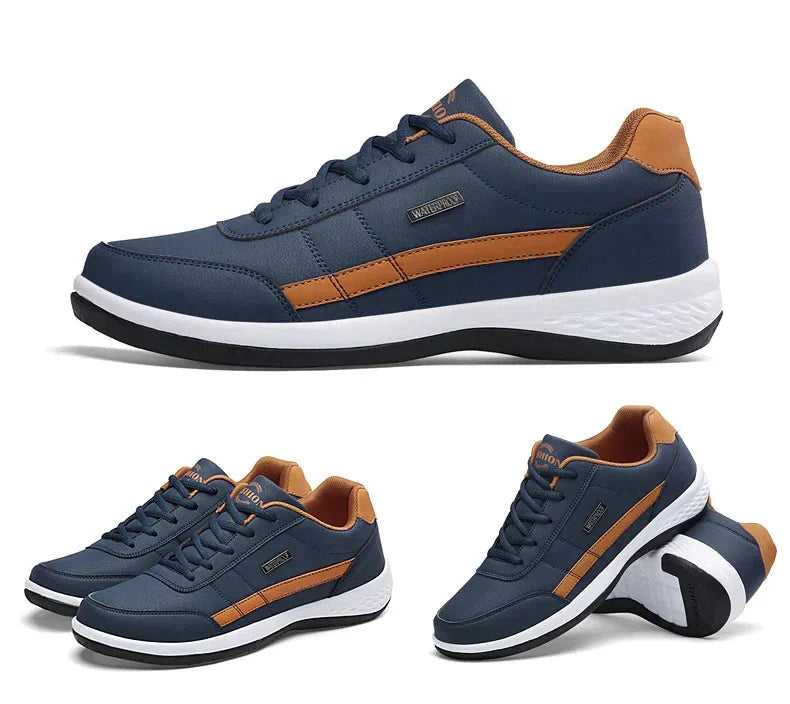 Blue Men's Cushioned Sneakers with Lace-Up Closure & Padded Heel - Multi Angle Studio