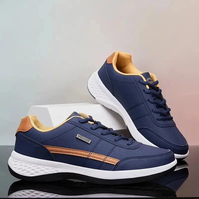 Men's Cushioned Sneakers with Lace-Up Closure & Padded Heel - Side Pose Reflective