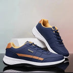 Men's Cushioned Sneakers with Lace-Up Closure & Padded Heel - Side Pose Reflective