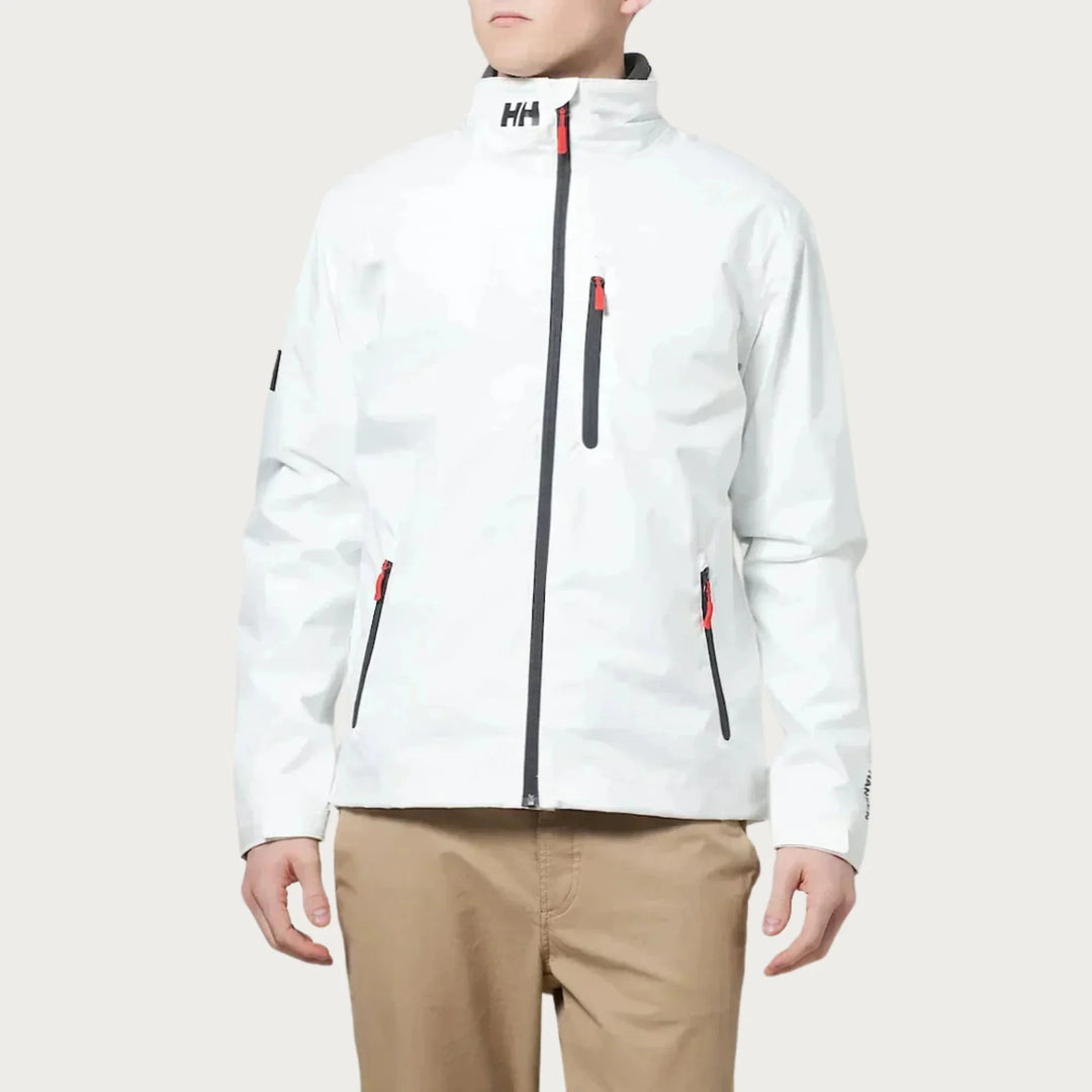 White Men's Full-Zip Rain Jacket — Oliver Everyday Waterproof Windproof - Worn Lifestyle