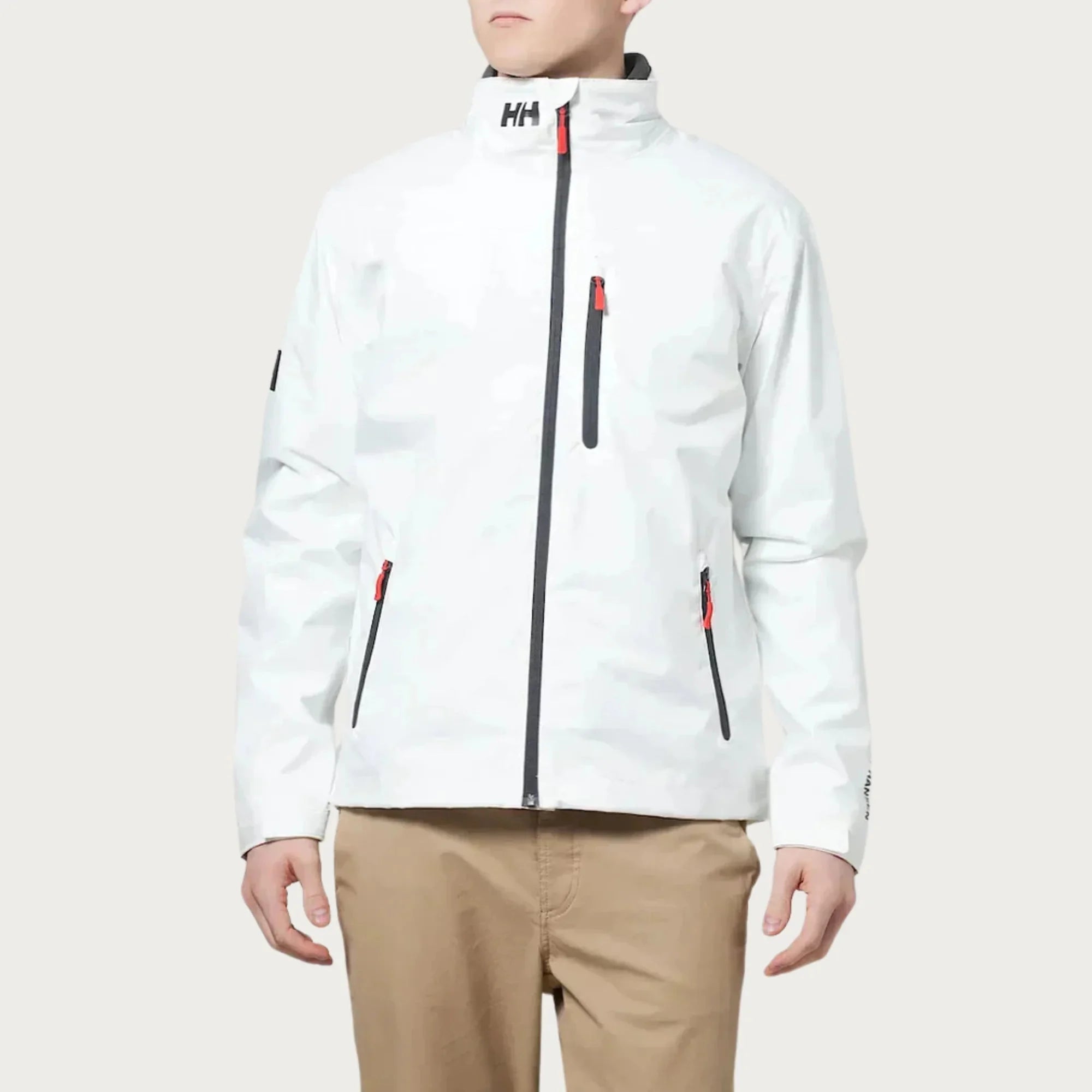 White Men's Full-Zip Rain Jacket — Oliver Everyday Waterproof Windproof - Worn Lifestyle