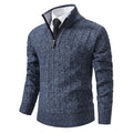 Men's Slim-Fit Half Zip Sweater with Mock Neck & Cable Knit Texture — Benedict