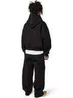 Men's Hooded Tracksuit Set with Relaxed Straight Fit - Back Pose