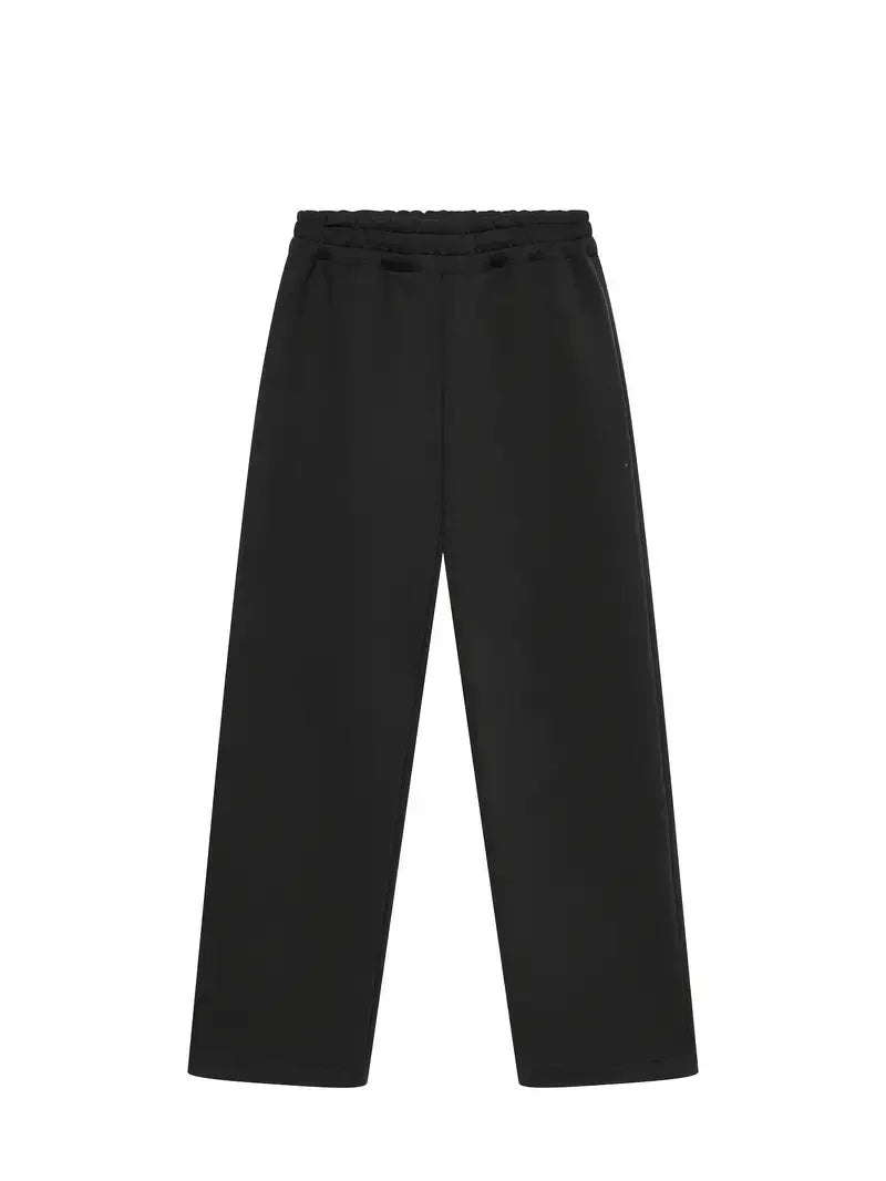 Men's Hooded Tracksuit Set with Relaxed Straight Fit - Flat Lay Pants