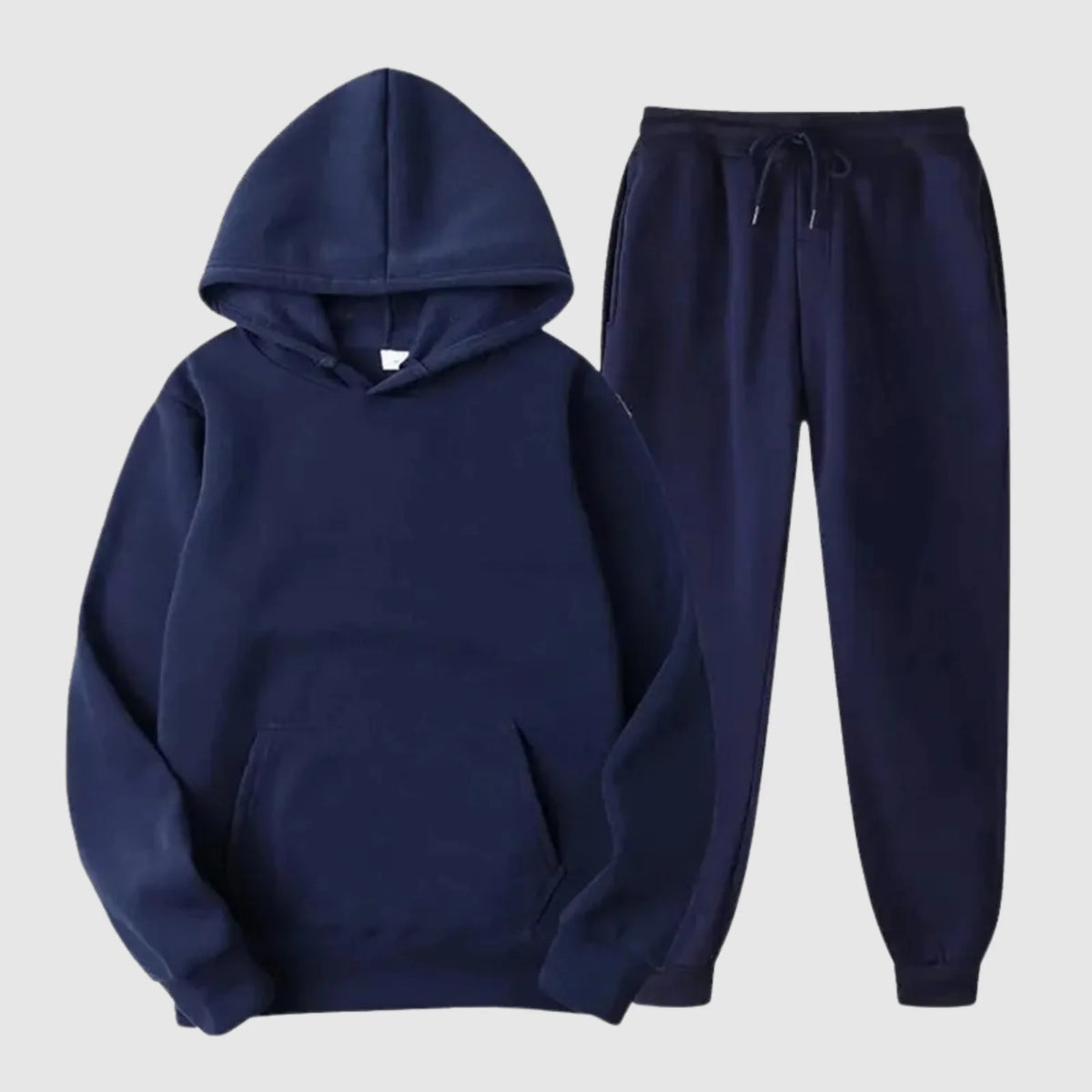 Blue Men's Hooded Tracksuit with Kangaroo Pocket & Drawstring Waist
