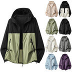 Men's Hooded Jacket with Zip Pockets & Drawstring Hood - Green Front Worn