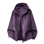 Dark Violet Men's Hooded Jacket with Zip Pockets & Drawstring Hood - Purple Studio Solid
