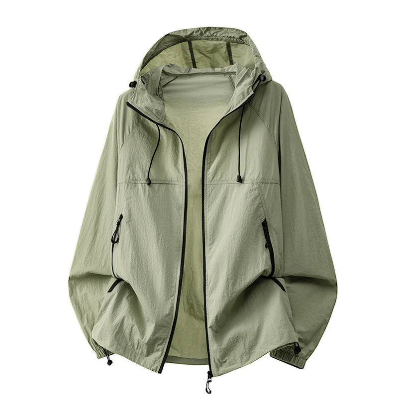 Emerald Green Men's Hooded Jacket with Zip Pockets & Drawstring Hood - Studio Solid