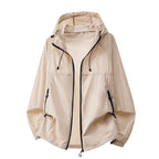 Men's Hooded Jacket with Zip Pockets & Drawstring Hood - Rose Studio Apricot Flat