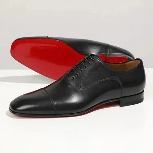 Black Men's Cap-Toe Leather Oxford Shoes — Noah Lace-Up Formal Dress - Shine Studio