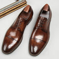Men's Leather Oxford Shoes — Hayden Burnished Cap Toe Brogue