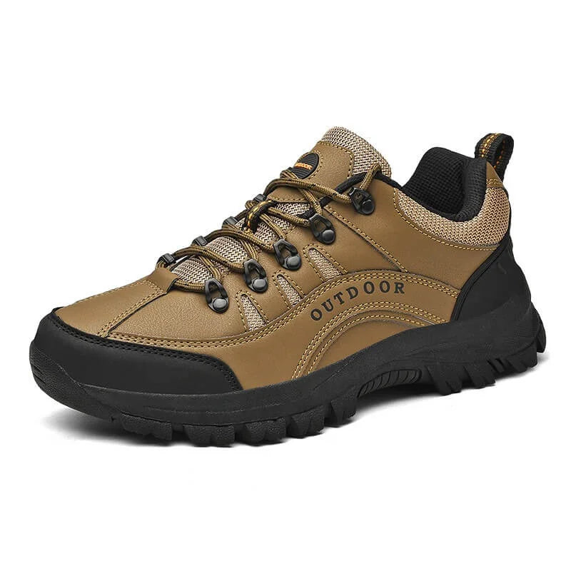 Beige Men's Orthopedic Walking Shoes — Skylar Cushioned Lace-Up Non-Slip - Studio Side Profile
