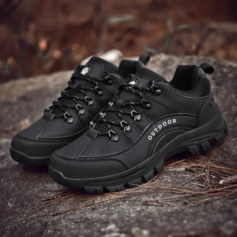 Black Men's Orthopedic Walking Shoes — Skylar Cushioned Lace-Up Non-Slip - Studio Pair Outdoor Rock