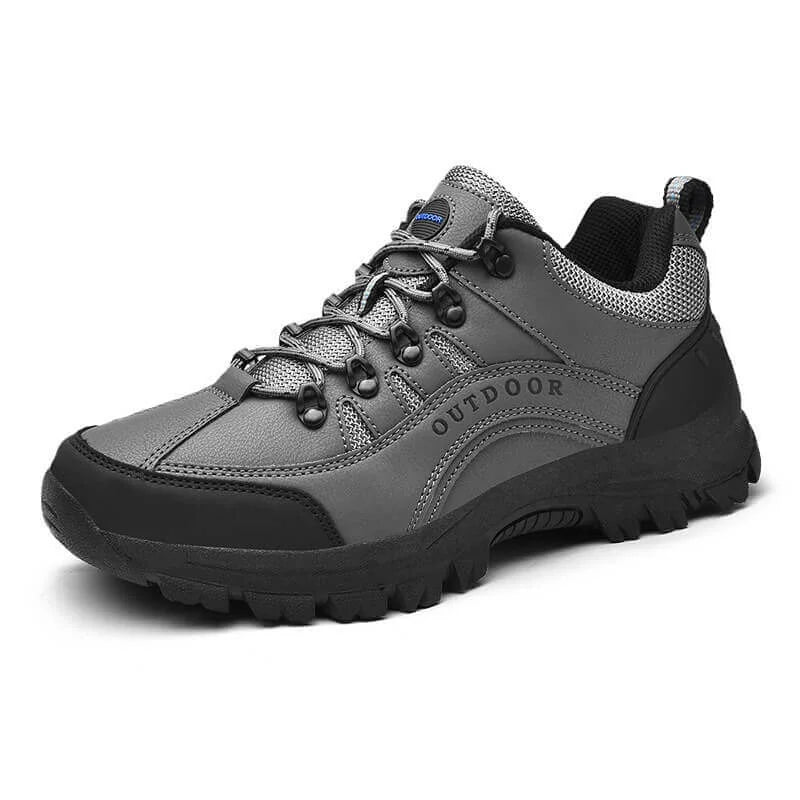 Gray Men's Orthopedic Walking Shoes — Skylar Cushioned Lace-Up Non-Slip - Studio Side Profile