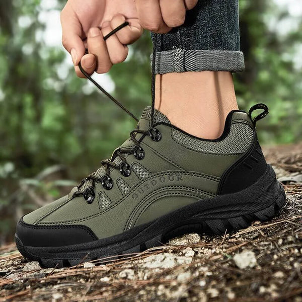 Green Men's Orthopedic Walking Shoes — Skylar Cushioned Lace-Up Non-Slip - Worn Lifestyle Lace Tie