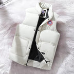 White Men's Structured Padded Vest with Stand Collar & Zip Pockets — Ronan