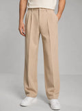 Men's Pleated Trousers with Straight Leg Fit & Button-Front Waistband — Oscar