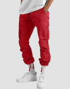 Men's Cargo Pants with Multiple Pockets, Relaxed Fit & Adjustable Waist - Pocket Detail