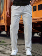 Grey Men's Relaxed-Fit Sport Pants with Drawstring Waist & Side Pockets