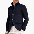 Men's Chunky Knit Cardigan — Reid Cozy Button-Front Stand Collar