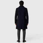 Men's Slim Fit Trench Coat with Button Closure & Notched Lapel - Back Full