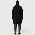 Men's Slim Fit Trench Coat with Button Closure & Notched Lapel - Back Pose