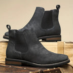 Men's Faux Leather Chelsea Boots with Western Stitching & Slip-On Design — Emmett