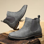 Men's Faux Leather Chelsea Boots with Western Stitching & Slip-On Design — Emmett