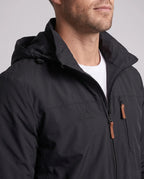 Men's Everyday Softshell Jacket with Hooded Design & Zip Pockets - Close Up Collar