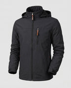 Black Men's Everyday Softshell Jacket with Hooded Design & Zip Pockets
